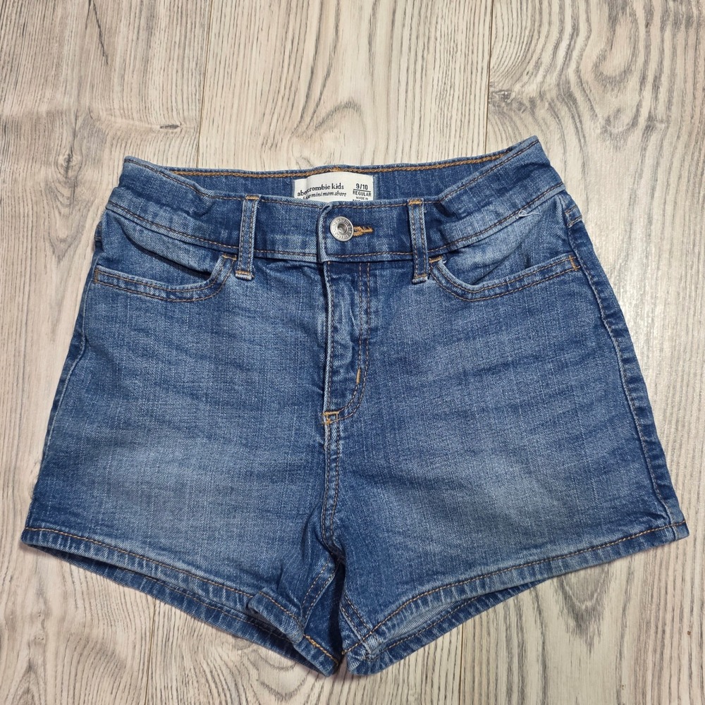 Abercrombie Kids High Rise Mini Mom Denim Short -Medium Wash -Girls 9/10